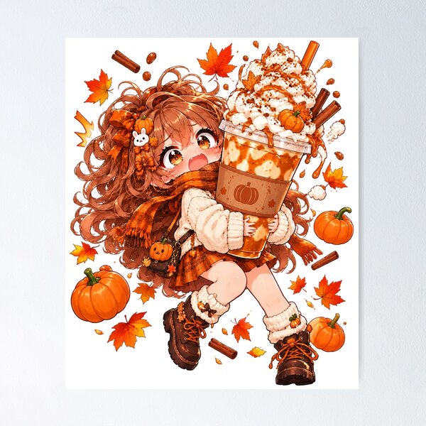 Item preview, Pumpkin Spice Panic – Cute Chibi Autumn Girl designed and sold by Kubbykat.
