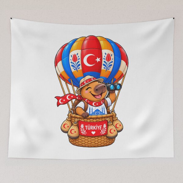 Item preview, Cute Turkey Capybara Hot Air Balloon designed and sold by CapybaraTravels.