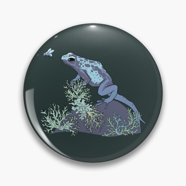 Item preview, Frog Poison Dart Blue Amphibian Goblincore Mushroom Moss Art designed and sold by LeshanArt.