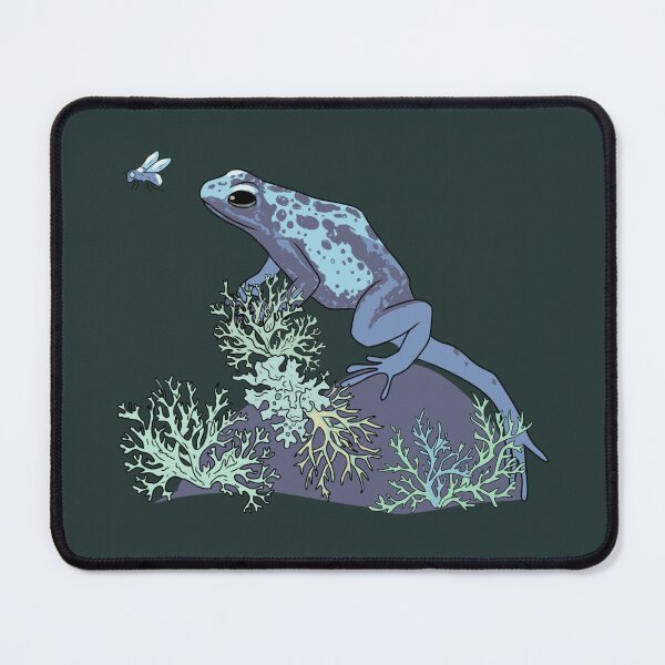 Item preview, Frog Poison Dart Blue Amphibian Goblincore Mushroom Moss Art designed and sold by LeshanArt.