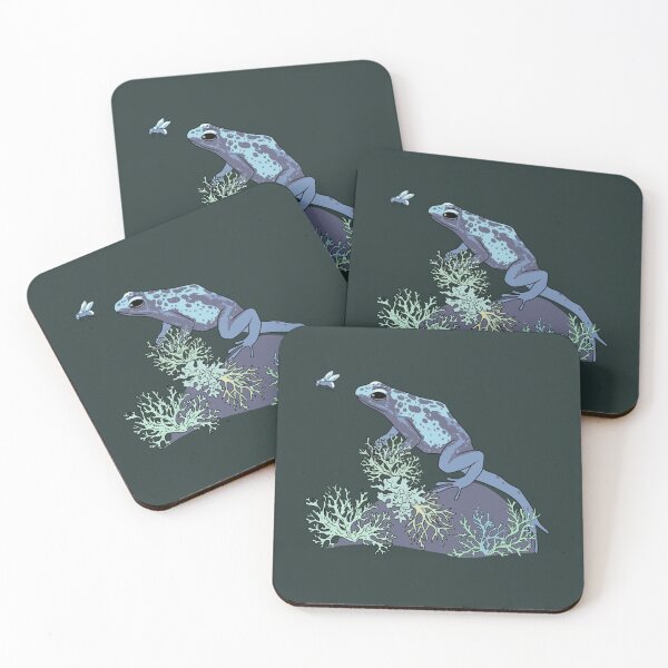 Item preview, Frog Poison Dart Blue Amphibian Goblincore Mushroom Moss Art designed and sold by LeshanArt.