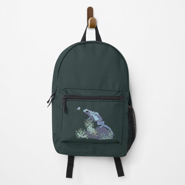 Item preview, Frog Poison Dart Blue Amphibian Goblincore Mushroom Moss Art designed and sold by LeshanArt.