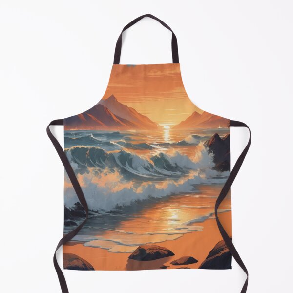 Item preview, Vintage Coastal Landscape with Mountains and Rolling Waves. designed and sold by MissYouONLY.