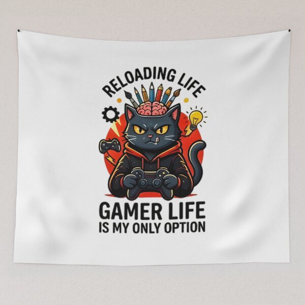 Item preview, Reloading Life Gamer Cat Controller Brain Art designed and sold by Pyt27.