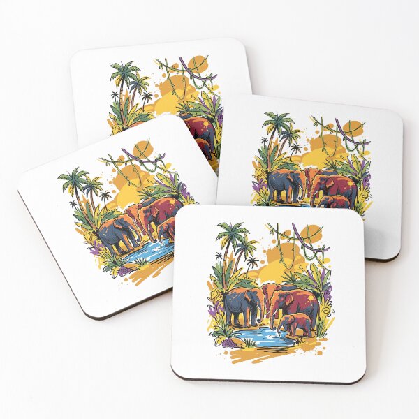 Item preview, Elephant Herd Watering Hole Sri Lanka Art designed and sold by Merch by Das Design Studio.