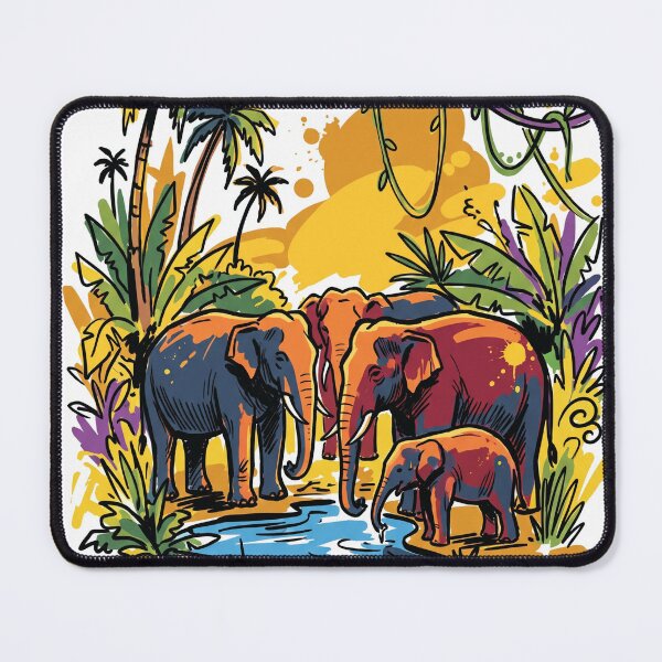 Item preview, Elephant Herd Watering Hole Sri Lanka Art designed and sold by Merch by Das Design Studio.