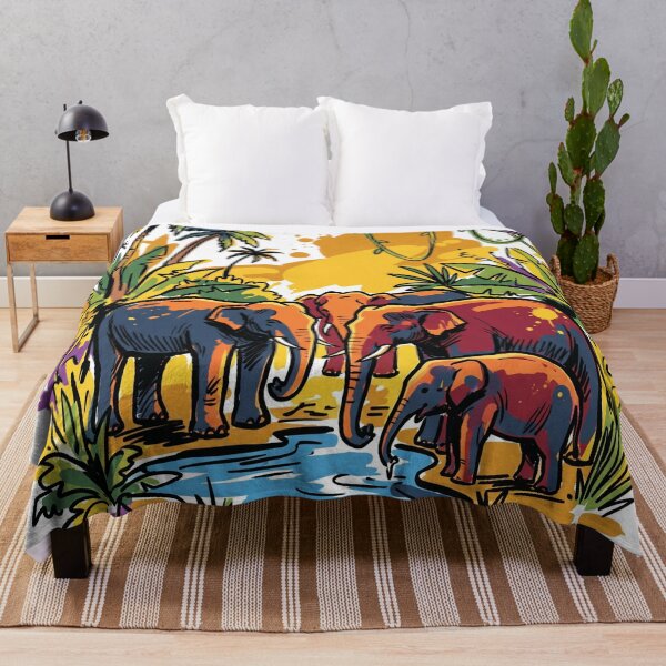 Item preview, Elephant Herd Watering Hole Sri Lanka Art designed and sold by Merch by Das Design Studio.