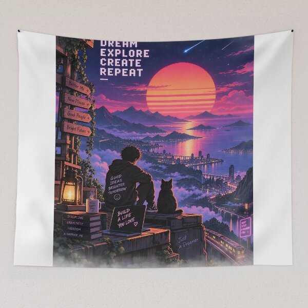 Item preview, Retro Futuristic Dreamer Sunset Adventure designed and sold by GenZStickerHub1.