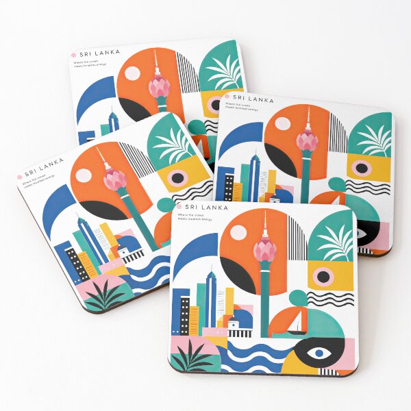 Item preview, Colorful Colombo, Sri Lanka travel poster featuring stylized designed and sold by ckybe.