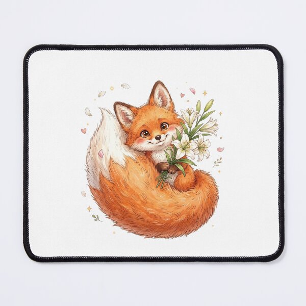 Item preview, Cozy Fox with Lilies designed and sold by StickVerse by Owais.