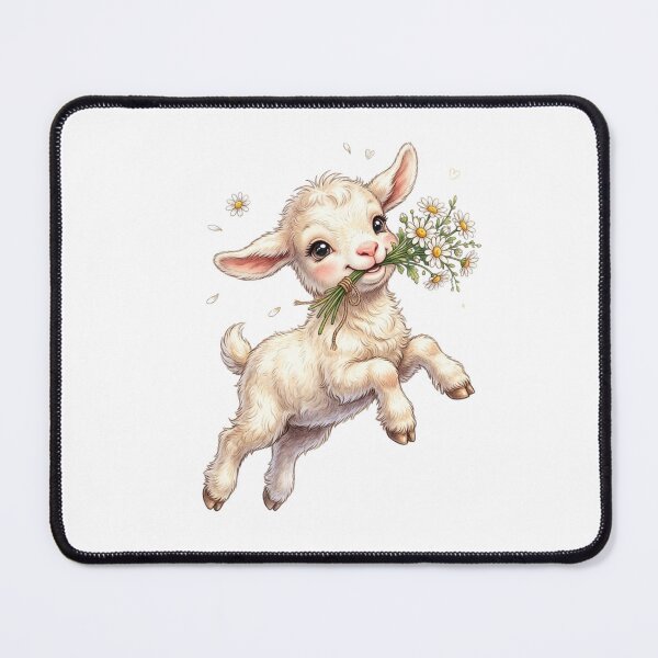Item preview, Happy Baby Goat with Daisies designed and sold by StickVerse by Owais.