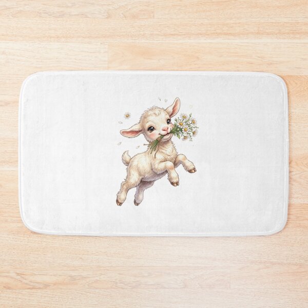 Item preview, Happy Baby Goat with Daisies designed and sold by StickVerse by Owais.