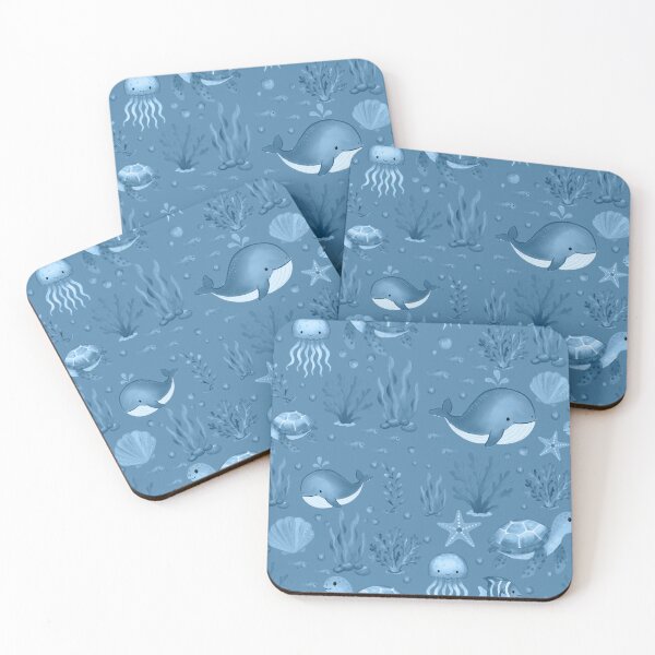 Item preview, Watercolor Ocean Friends Seamless Pattern designed and sold by SheHood.