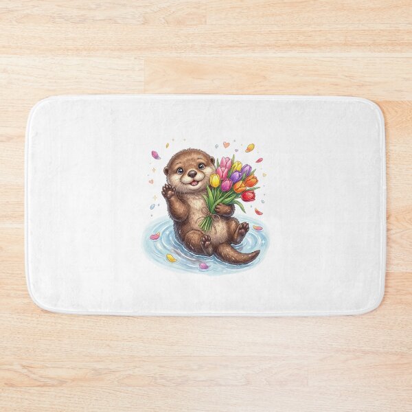 Item preview, Happy Otter with Tulips designed and sold by StickVerse by Owais.