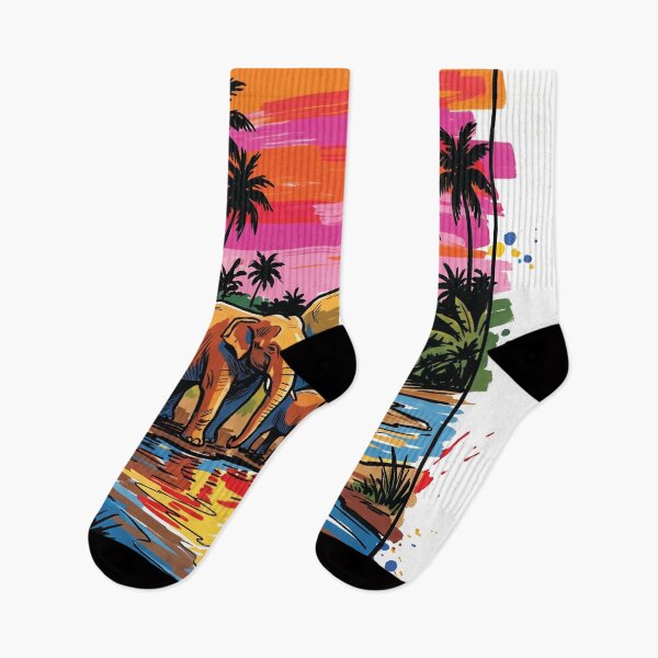 Item preview, Elephant Family Riverside Sunset Sri Lanka Art designed and sold by Merch by Das Design Studio.