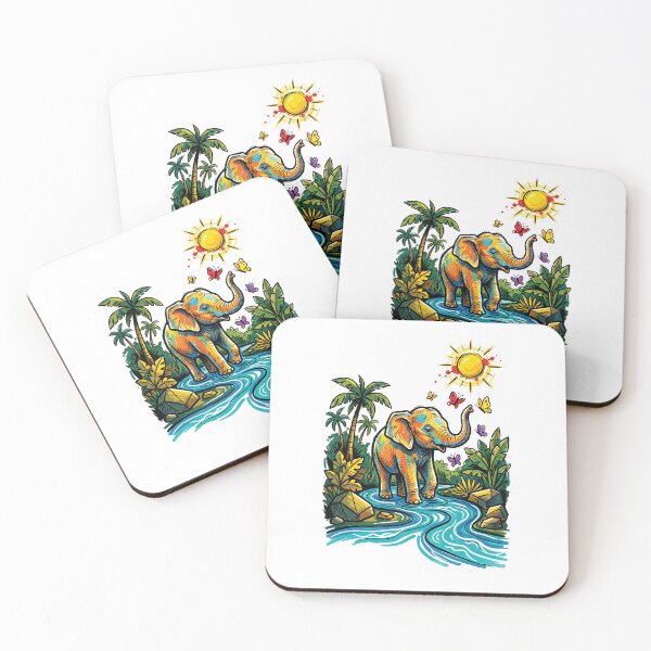 Item preview, Baby Elephant Coconut Trees River Sri Lanka Art designed and sold by Merch by Das Design Studio.
