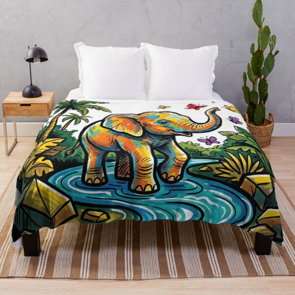 Item preview, Baby Elephant Coconut Trees River Sri Lanka Art designed and sold by Merch by Das Design Studio.