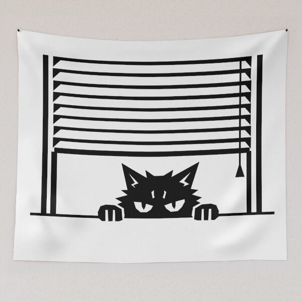 Item preview, Suspicious Cat Peeking Through Window Blinds designed and sold by matybrak.
