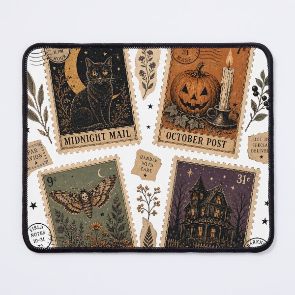 Item preview, Midnight Mail Collage - Gothic Halloween Postal Shirt designed and sold by JoyfullyOffbeat.