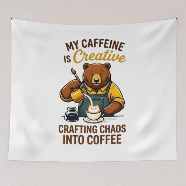 Item preview, My Caffeine Is Creative Bear Barista Pouring Coffee designed and sold by Pyt27.