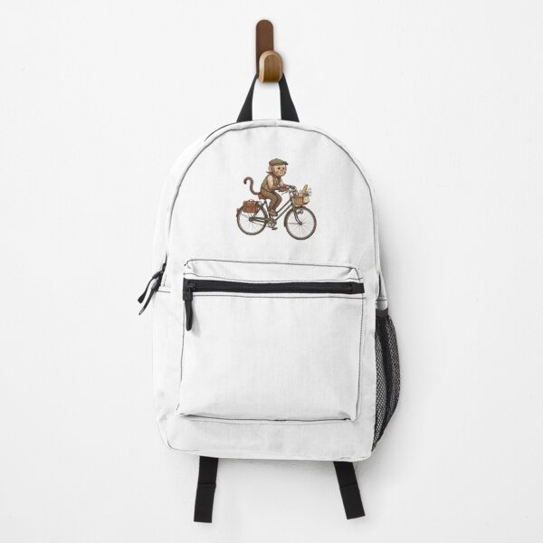 Item preview, Vintage Monkey on a Bicycle / Retro Chimpanzee Delivery Worker designed and sold by FootprintofLove.