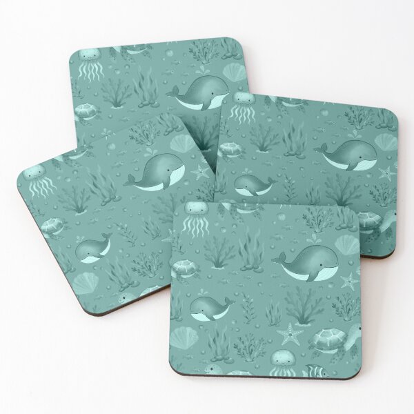 Item preview, Watercolor Ocean Friends Seamless Pattern designed and sold by SheHood.