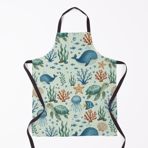 Item preview, Watercolor Ocean Friends Seamless Pattern designed and sold by SheHood.