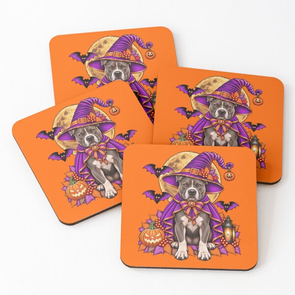 Item preview, Pitbull Halloween Witch Costume & Spooky Pumpkin designed and sold by PixelsPaws.