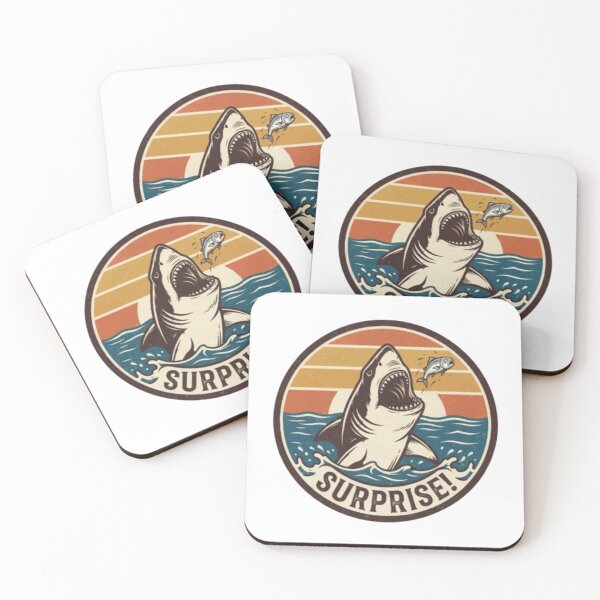 Item preview, Retro Surprise Shark Ocean Art या Vintage Shark Jumping Out of Water Design designed and sold by Galaxydesignhub.
