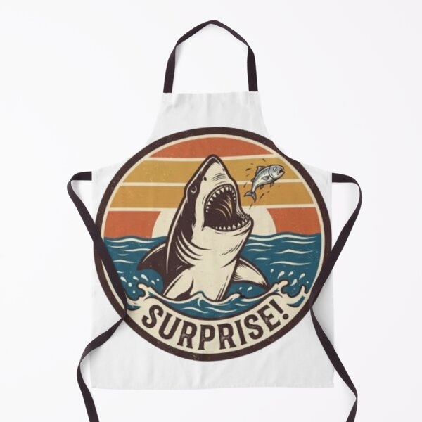 Item preview, Retro Surprise Shark Ocean Art या Vintage Shark Jumping Out of Water Design designed and sold by Galaxydesignhub.