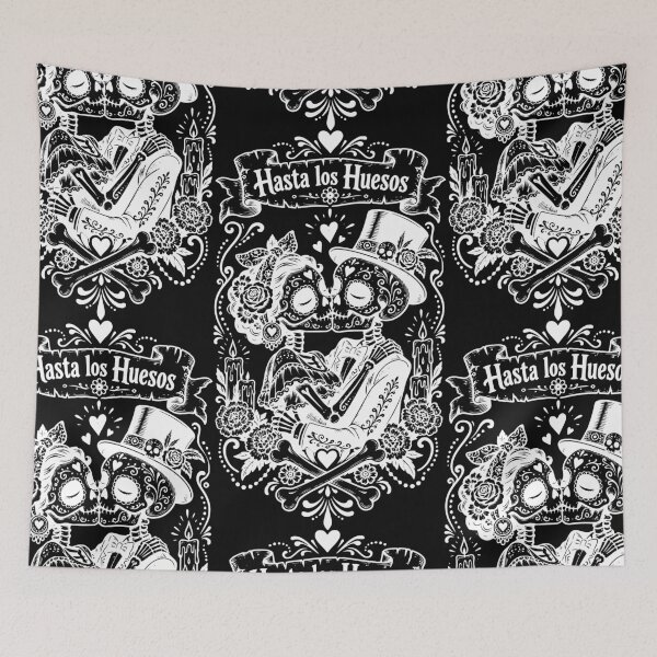 Item preview, Day Of The Dead Skeleton Couple Kissing Art - White designed and sold by Skulls & Calaveras.