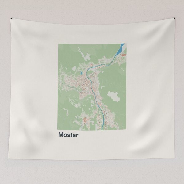Aperçu de l'œuvre Carte minimaliste de Mostar créée et vendue par MapsNerd.