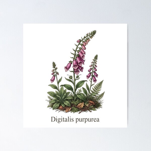 Item preview, Digitalis Purpurea Foxglove Vintage Botanical Illustration designed and sold by Sekla-Studio.