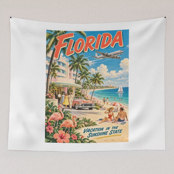 Item preview, Vintage Florida Sunshine Vacation Poster designed and sold by Moriarty's Digital Visions.