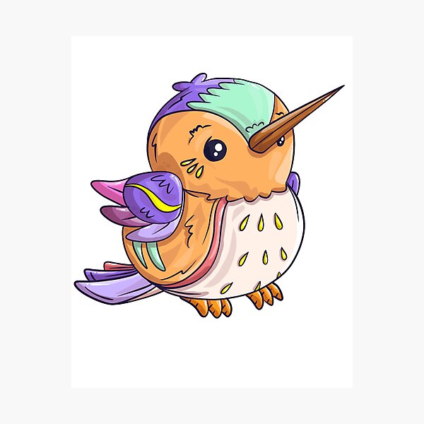 Item preview, Colorful Cute Hummingbird Illustration designed and sold by artlequin1919.