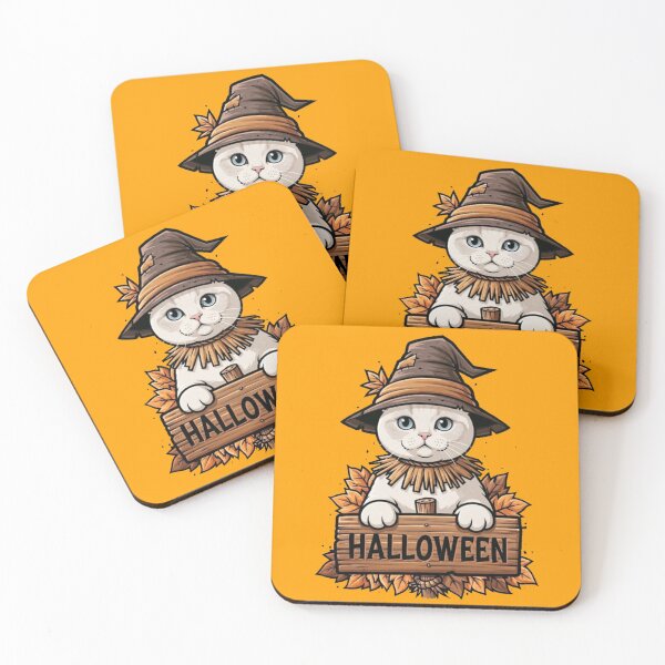 Item preview, Cute Halloween Cat with Wizard Hat and Autumn Leaves Wooden Sign designed and sold by PetalsPaws.
