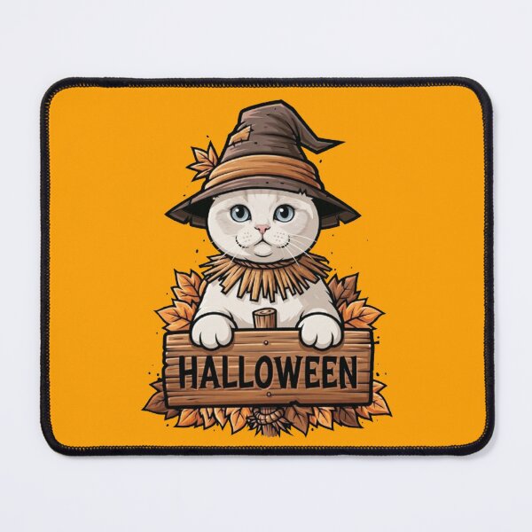 Item preview, Cute Halloween Cat with Wizard Hat and Autumn Leaves Wooden Sign designed and sold by PetalsPaws.