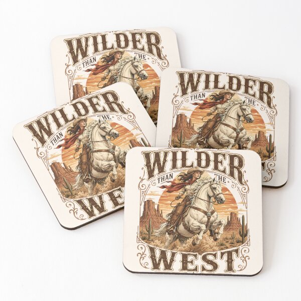Item preview, Wilder Than The West Cowgirl Retro Sunset designed and sold by legendaryskins.