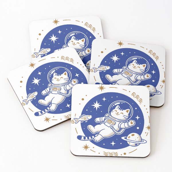 Item preview, Cosmic Astro Cat Flying Fish Retro designed and sold by Hotfresh.