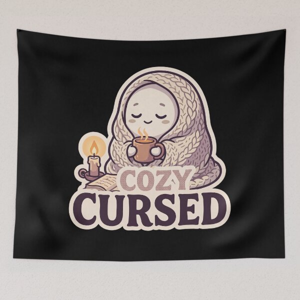 Item preview, Cozy but Cursed — Cute Ghost in a Knitted Blanket designed and sold by TheCalmEdit.