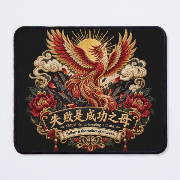 Item preview, Chinese Phoenix Proverb Embroidery – Failure Is the Mother of Success designed and sold by Emoji Emblems.