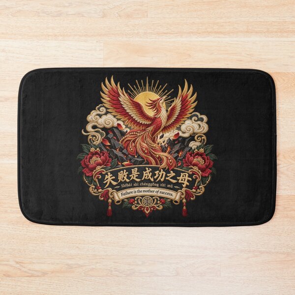 Item preview, Chinese Phoenix Proverb Embroidery – Failure Is the Mother of Success designed and sold by Emoji Emblems.