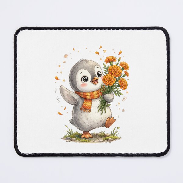 Item preview, Happy Penguin with Marigolds designed and sold by StickVerse by Owais.