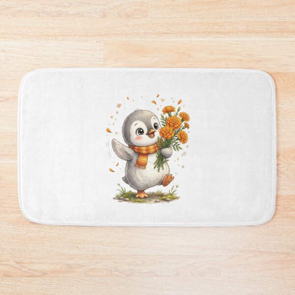 Item preview, Happy Penguin with Marigolds designed and sold by StickVerse by Owais.