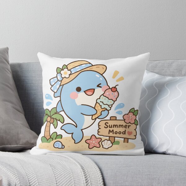 Item preview, Cheerful Dolphin Enjoying a Sweet Tropical Beach Day designed and sold by WanwisaChuenlom.
