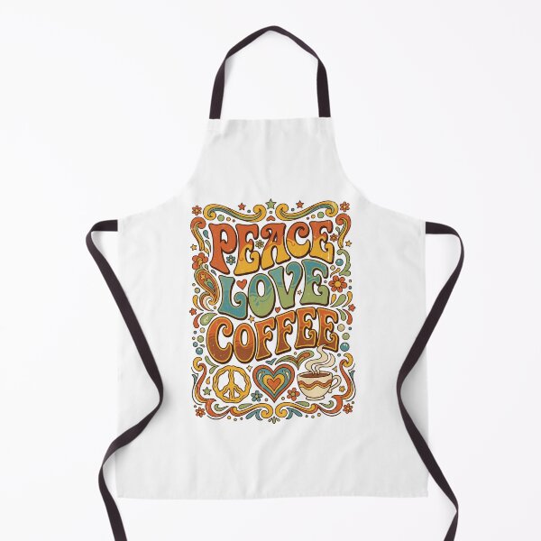 Aperçu de l'œuvre Paix, amour, café, typographie rétro hippie créée et vendue par Mellow Doodle Co..