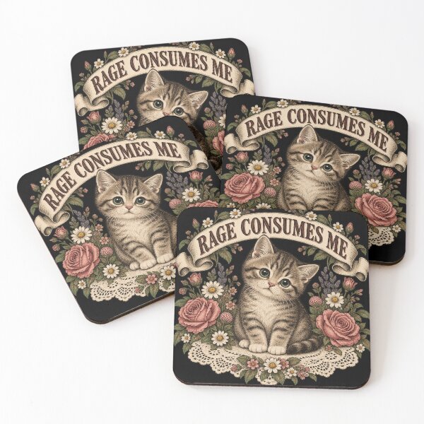 Item preview, Rage Consumes Me – Vintage Floral Kitten designed and sold by WILLIAMS-BR.