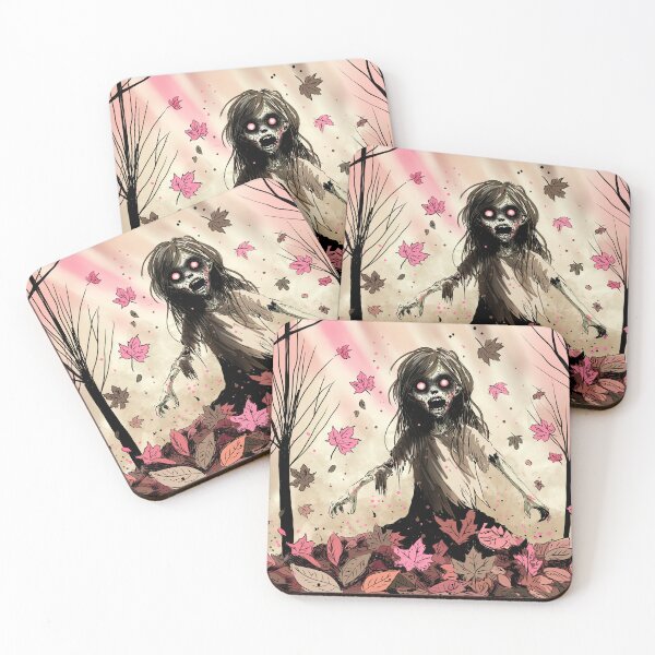 Item preview, Creepy Zombie Girl in Autumn Leaves designed and sold by HRSCreates.