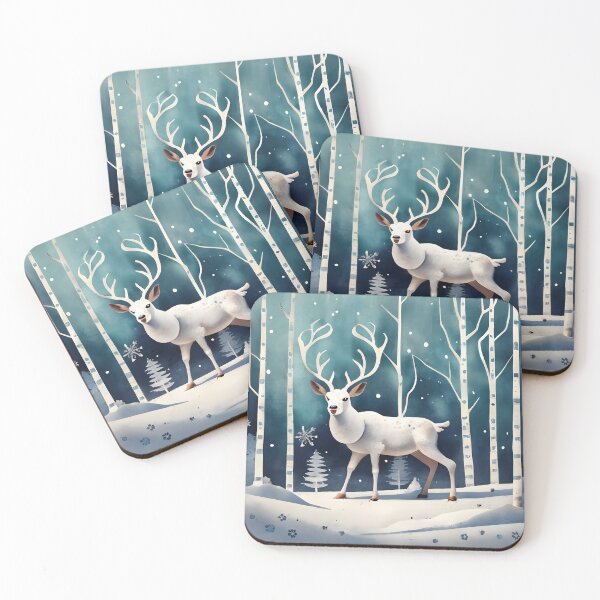 Item preview, White Reindeer Beneath Winter Trees designed and sold by Gustavo Navarro.