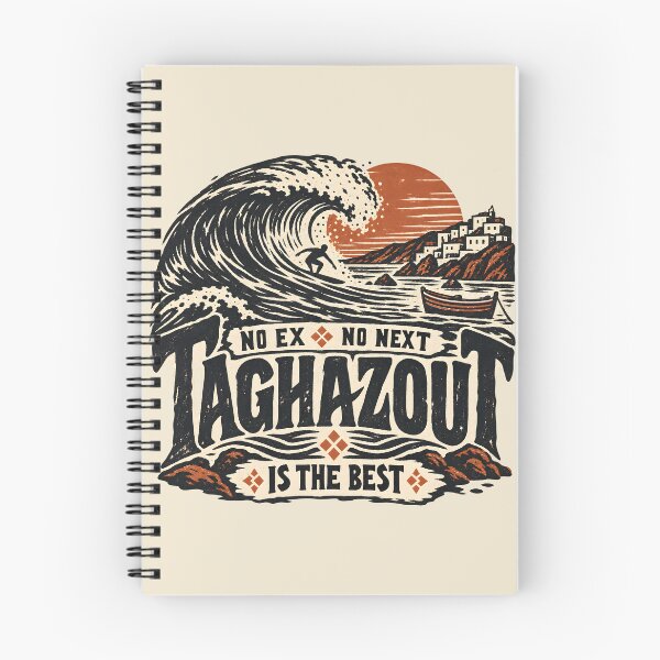Artikelvorschau, Taghazout, Marokko – Holzschnitt Surfen – Vintage-Gravur Welle entworfen und verkauft von AmiGraph.